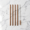 Set de pailles inox réutilisables rose gold avec brosse de nettoyage